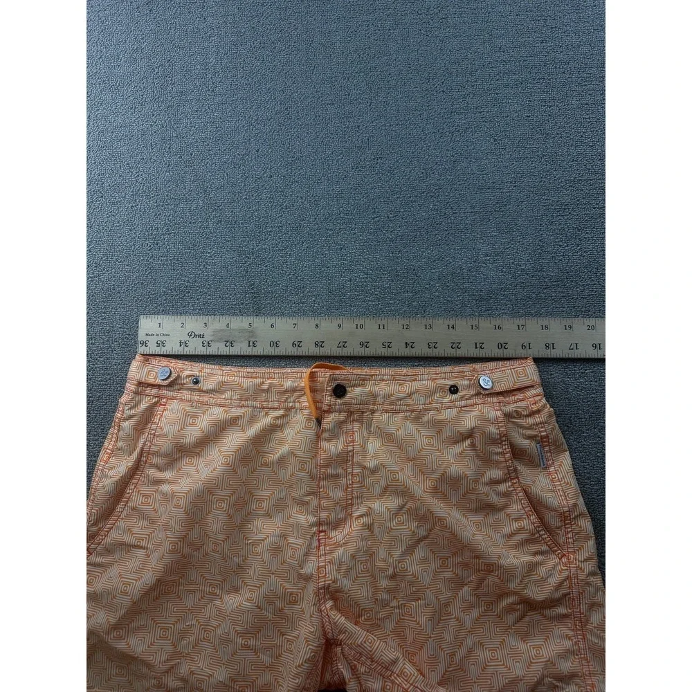 Prince & Bond Swim Trunks Men 34 Orange Elvio 75 Geometric Portugal Made Summer
